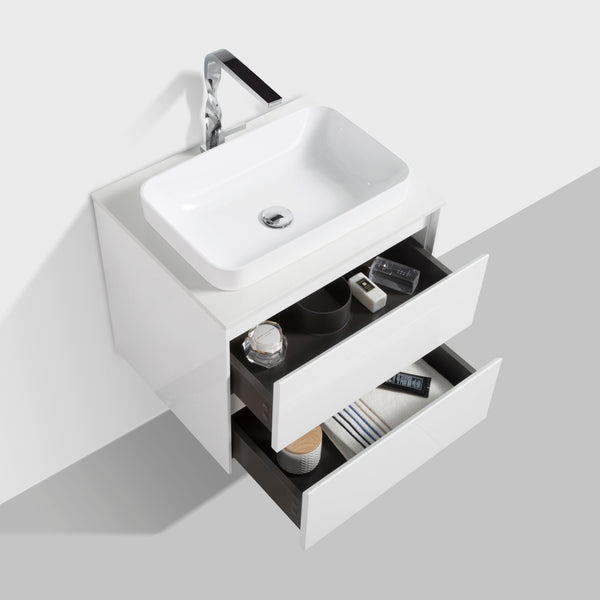 Madrid 600 White Double Drawer Vanity Set
