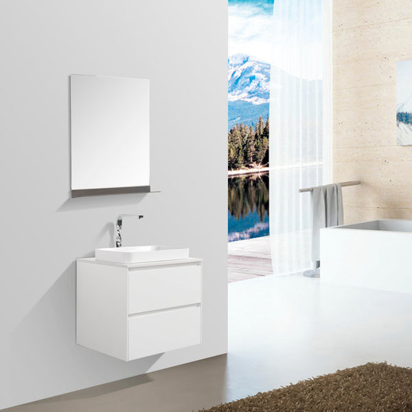 Madrid 600 White Double Drawer Vanity Set