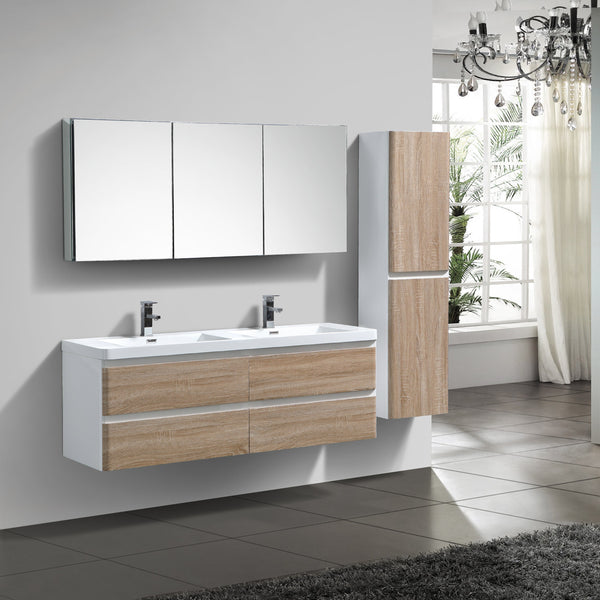 Milan 1500 Vanity Set 1500X480X500 White Oak