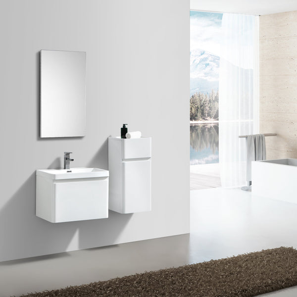 Milan 600 White Single Drawer Vanity Set