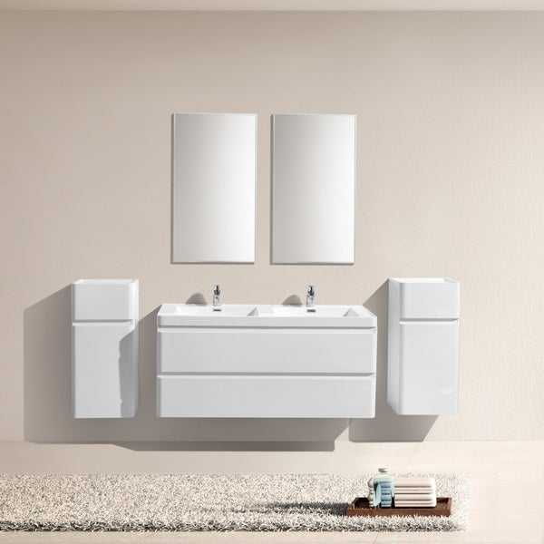 Milan 1200 Double White Vanity Set