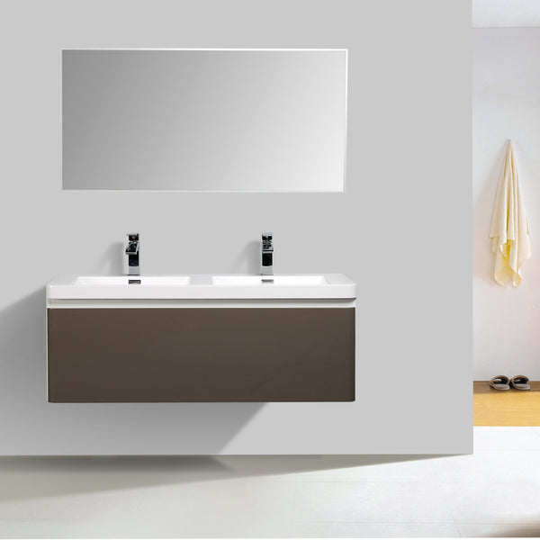 Milan 1200 Gloss Grey Single Draw Vanity Set