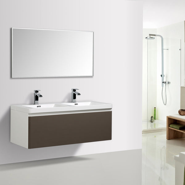 Milan 1200 Gloss Grey Single Draw Vanity Set