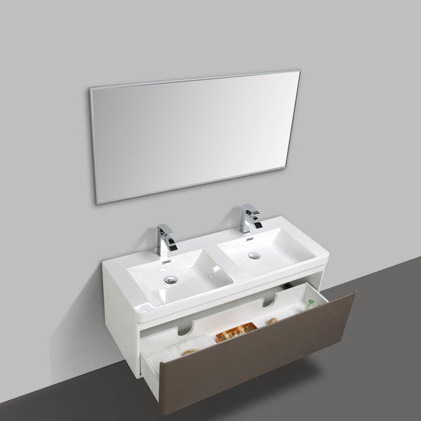 Milan 1200 Gloss Grey Single Draw Vanity Set