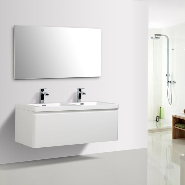Milan 1200 Single White Vanity Set
