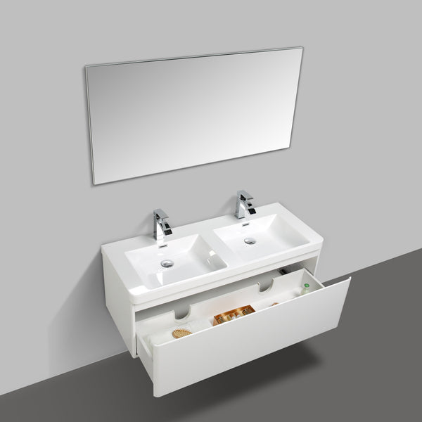 Milan 1200 Single White Vanity Set