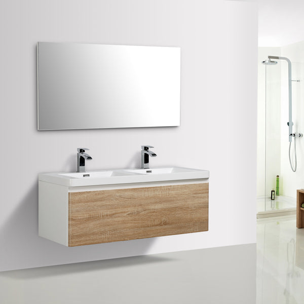 Milan 1200 White Oak Single Draw Vanity Set
