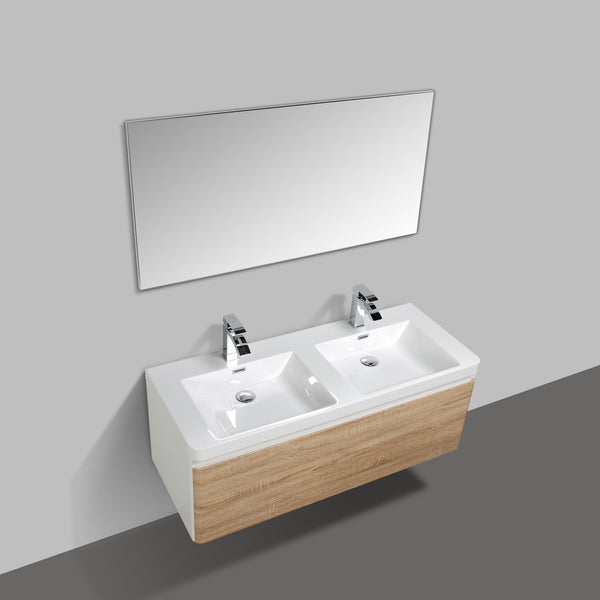 Milan 1200 White Oak Single Draw Vanity Set