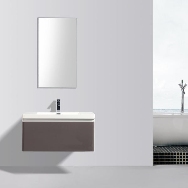 Milan 900 Gloss Grey Single Draw Vanity Set