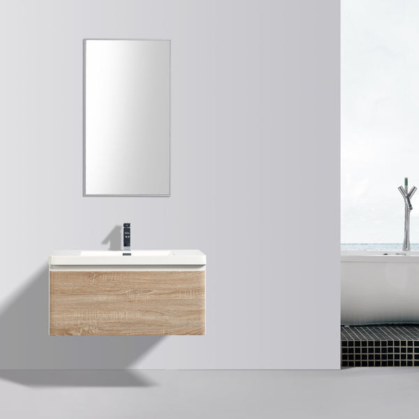 Milan 900 White Oak Single Draw Vanity Set