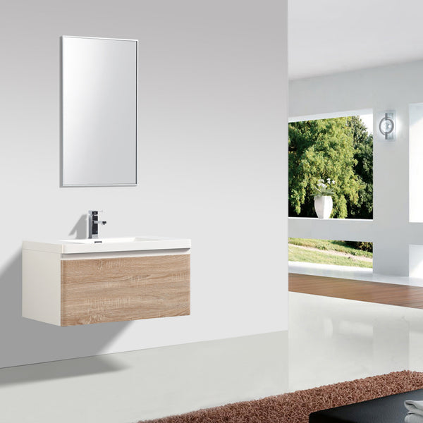 Milan 900 White Oak Single Draw Vanity Set