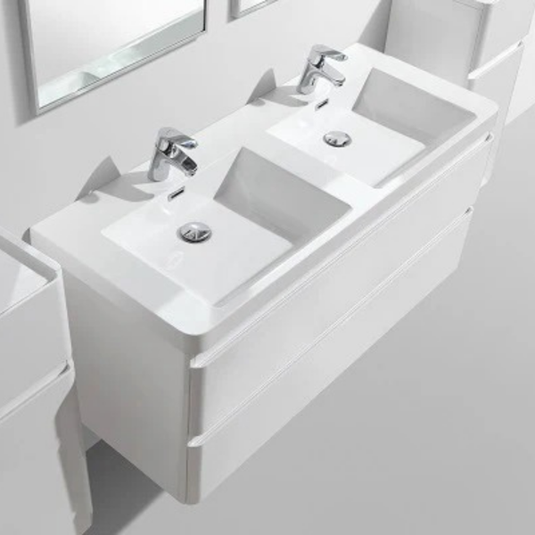 Milan 1200 Double White Vanity Set