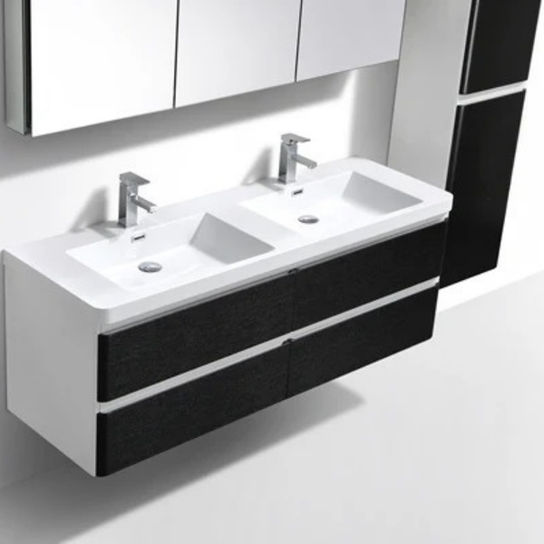 Milan 1200 Rustic Black Double Draw Vanity Set
