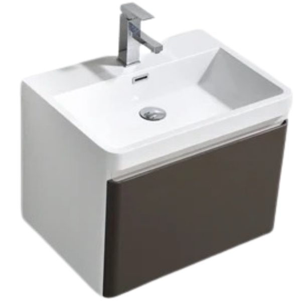 Milan 600 Gloss Grey Single Draw Vanity Set