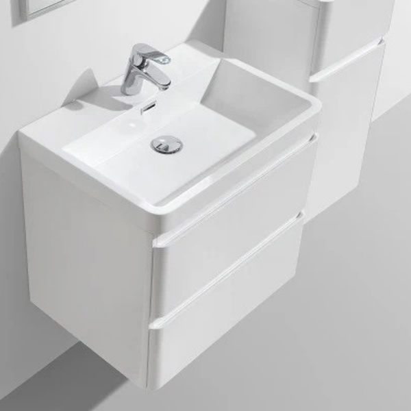Milan 600 White Double Drawer Vanity Set