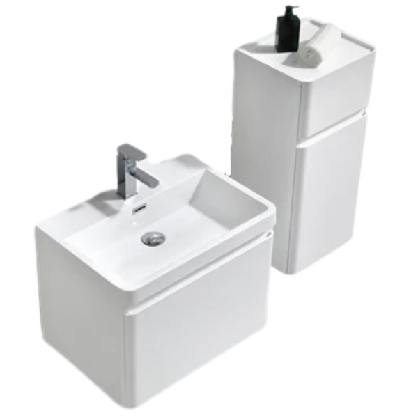 Milan 600 White Single Drawer Vanity Set