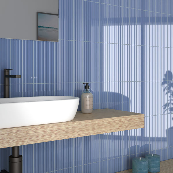 Praia Banyan Blue 50x200x10mm Ceramic Gloss Tiles (0.38sqm/box)