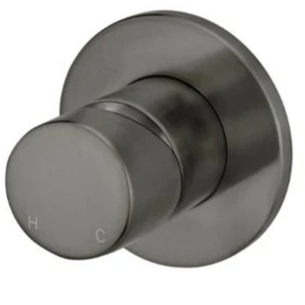 Round Pinless Wall Mixer Brushed Gun Metal