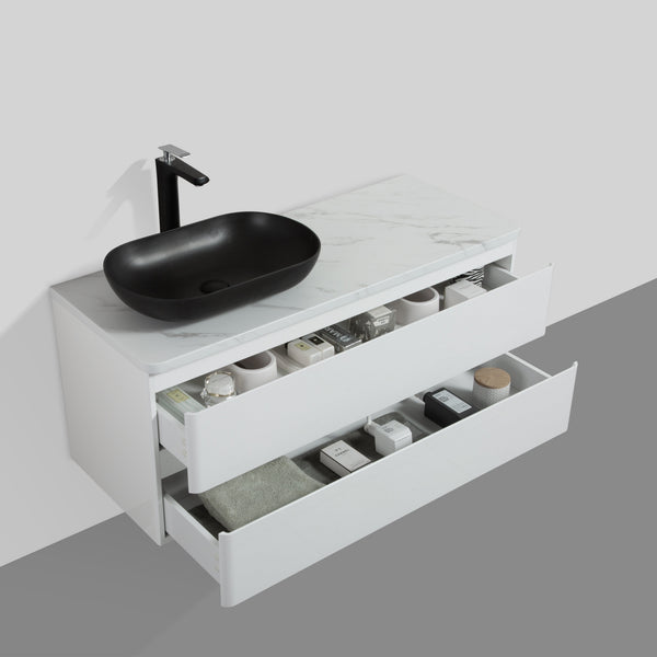 Santorini 1200 Black Basin Double Draw Vanity Set