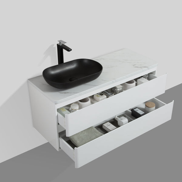 Santorini 1200 Black Basin Single Drawer Vanity