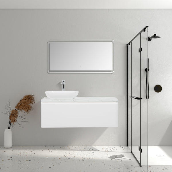 Santorini 1200 White Single Drawer Vanity Set