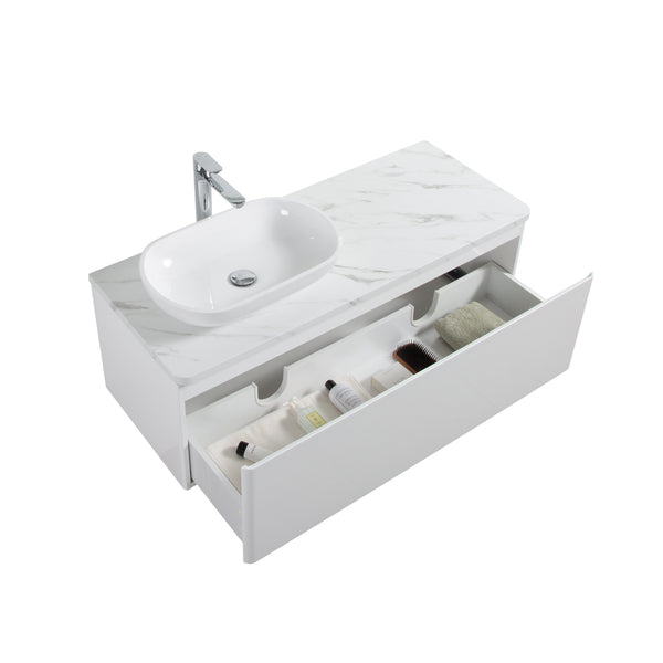 Santorini 1200 White Single Drawer Vanity Set