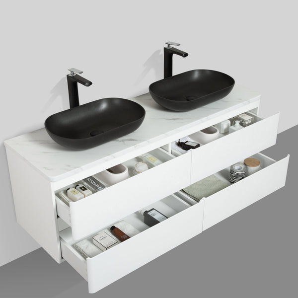 Santorini 1500 Black Basin Four Draw Vanity Set