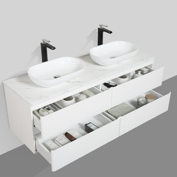Santorini 1500 White Four Drawer Vanity Set