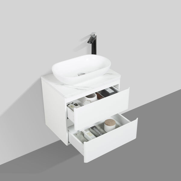 Santorini 600 White Double Drawer Vanity Set