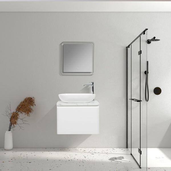 Santorini 600 White Single Drawer Vanity Set