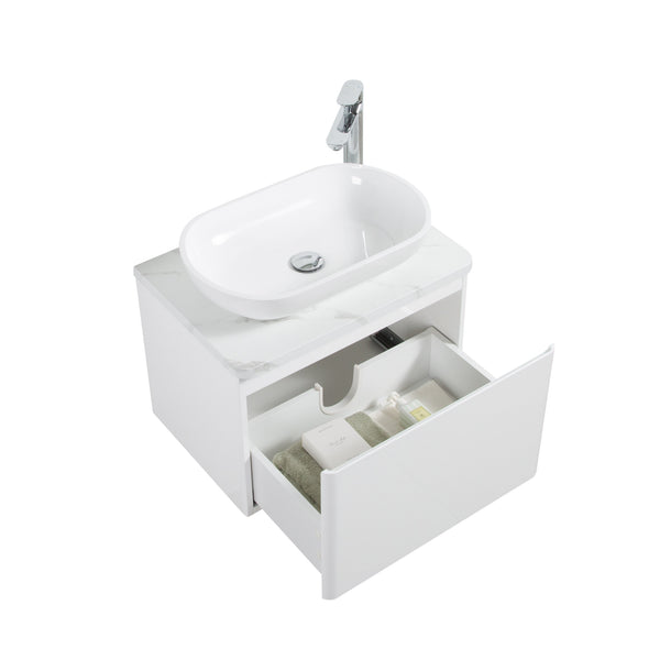 Santorini 600 White Single Drawer Vanity Set