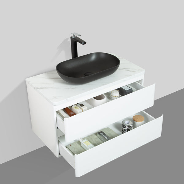 Santorini 900 Black Basin Double Draw Vanity