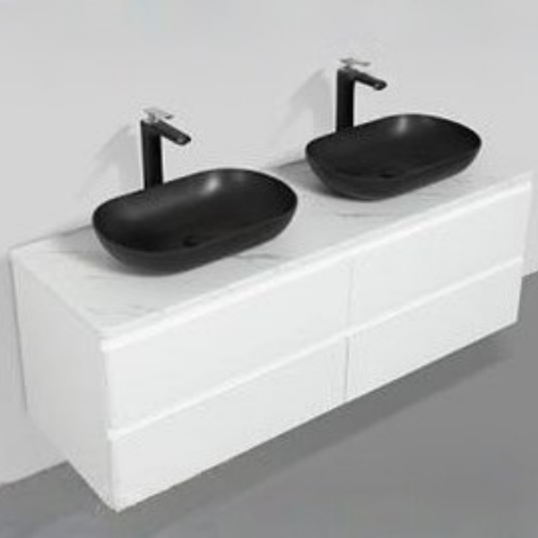 Santorini 1500 Black Basin Four Draw Vanity Set