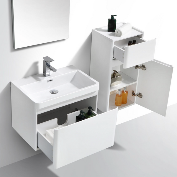 Milan 600 White Single Drawer Vanity Set