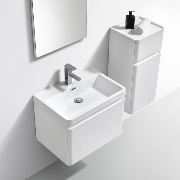 Milan 600 White Single Drawer Vanity Set