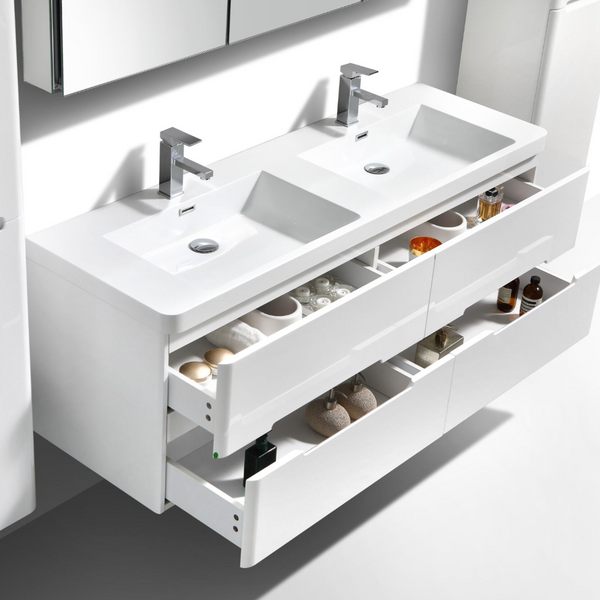 Venice 1500 White Four Draw Vanity Set