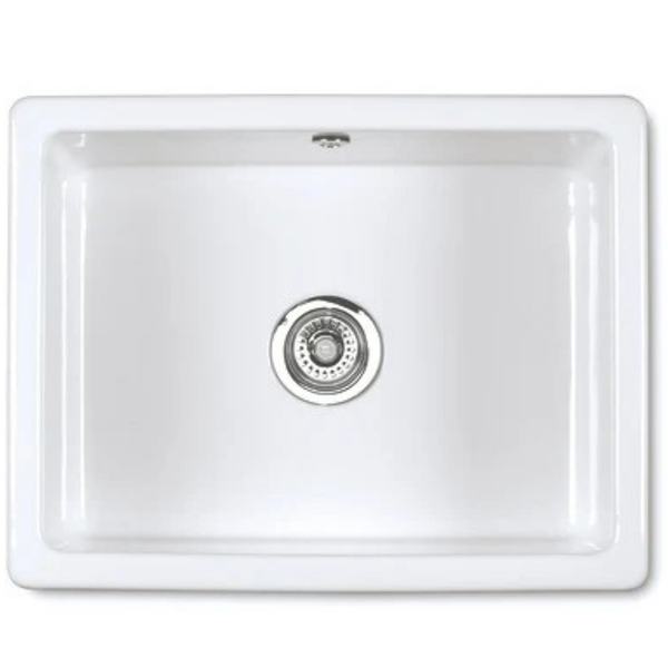 Shaws Inset 600 White & 3." Strainer W. C.K. Chrome