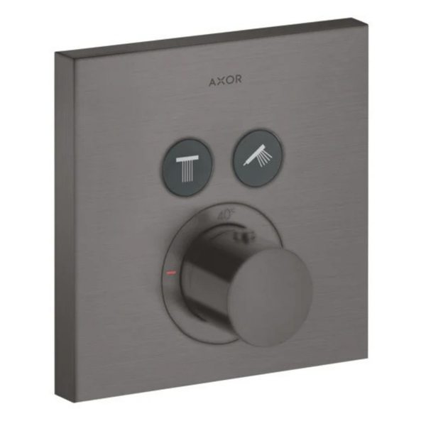 ShowerSolutions Thermostat for concealed installation square for 2 functions Brushed Black Chrome