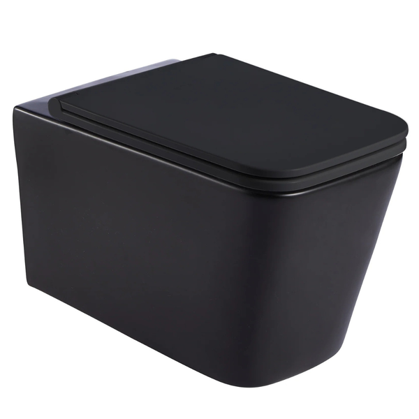 Sintra Black Wall Hung Pan With Soft-Close Seat