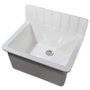 Splashback Butler Sink Wall Mounted Solid Composite Polished White