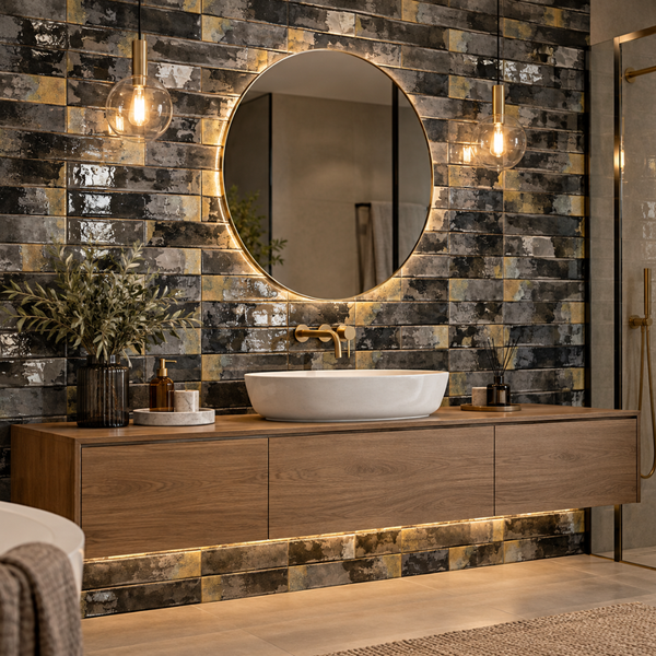 Granadella Carbon Glossy Subway Porcelain (0.457sqm/Box)