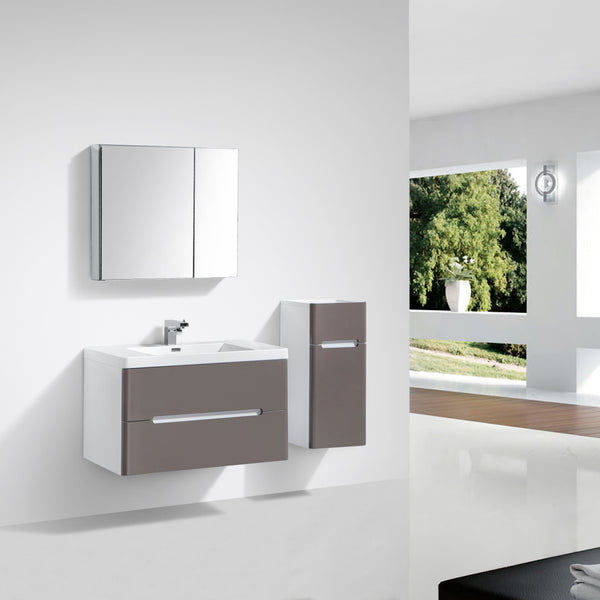 Venice 900 Gloss Grey Double Draw Vanity Set