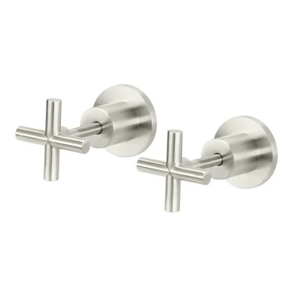Wall Tap Set Coss Handle Basin Hot & Cold Tap Brushed Nickel Excluding Concealed Part