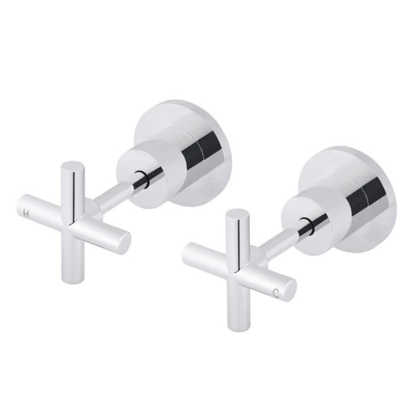 Wall Tap Set Coss Handle Basin Hot & Cold Tap Chrome Excluding Concealed Part