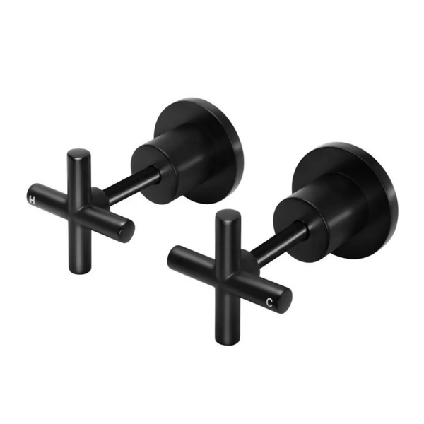 Wall Tap Set Coss Handle Basin Hot & Cold Tap Matt Black Excluding Concealed Part