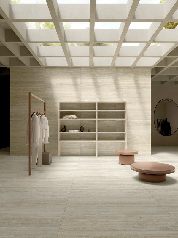 TRAVERTINO VEINCUT AVORIO Ivory Rectified Glazed Porcelain 600x1200x10mm (1,44m2)