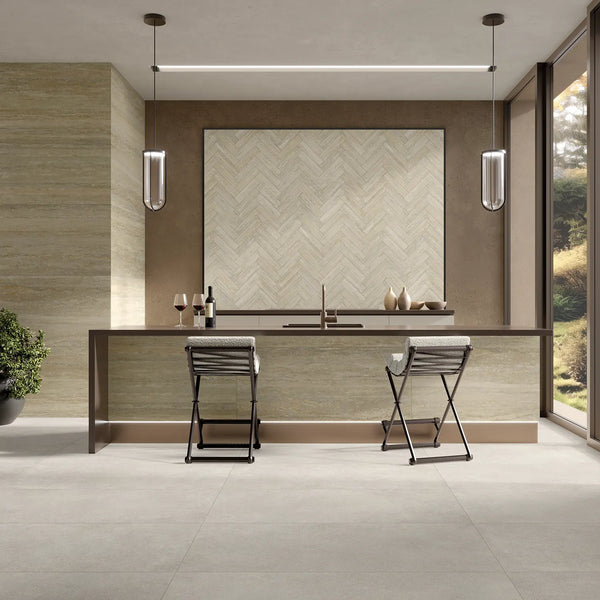 TRAVERTINO VEINCUT NOCCIOLA Beige Rectified Glazed Porcelain 600x1200x10mm (1,44m2/box)