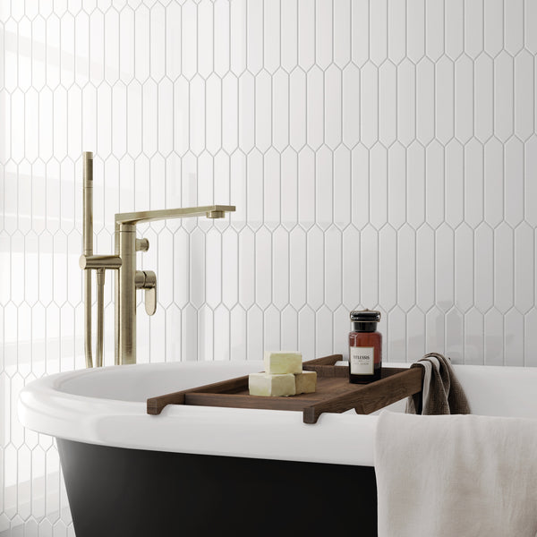 Arrow Pure White 50x250x9mm Gloss Ceramic (0.5sqm/box)