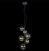 6xG9 LED Vertical Bubble Glass Pendant BL/Smoke bulbs incl.