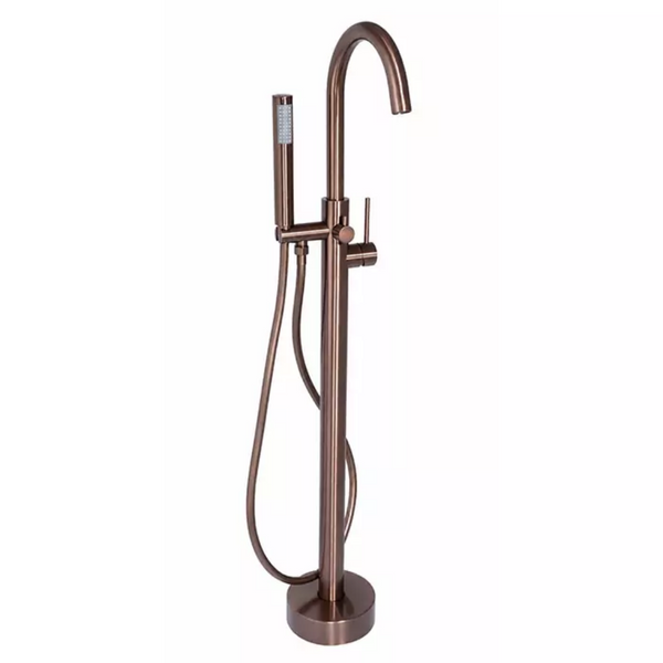 Lace Round Free Standing Bath Mixer with H/S - Brushed Bronze